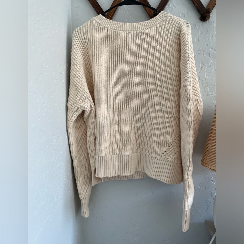 Duluth Trading Co Cotton Knit Sweater, cream color, never worn!